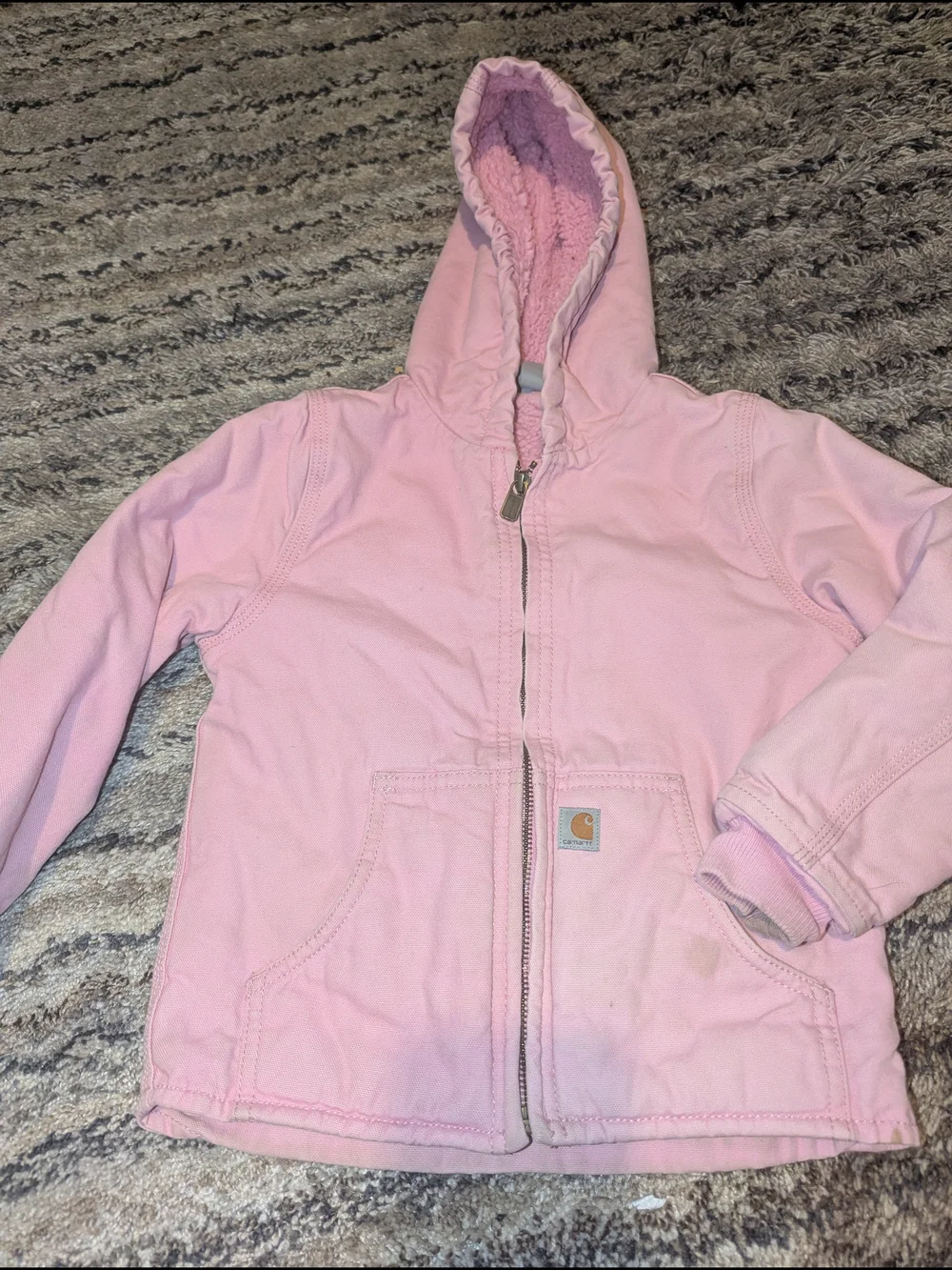 Carhartt Girls' Pink Hooded Jacket - Cozy Zip Front